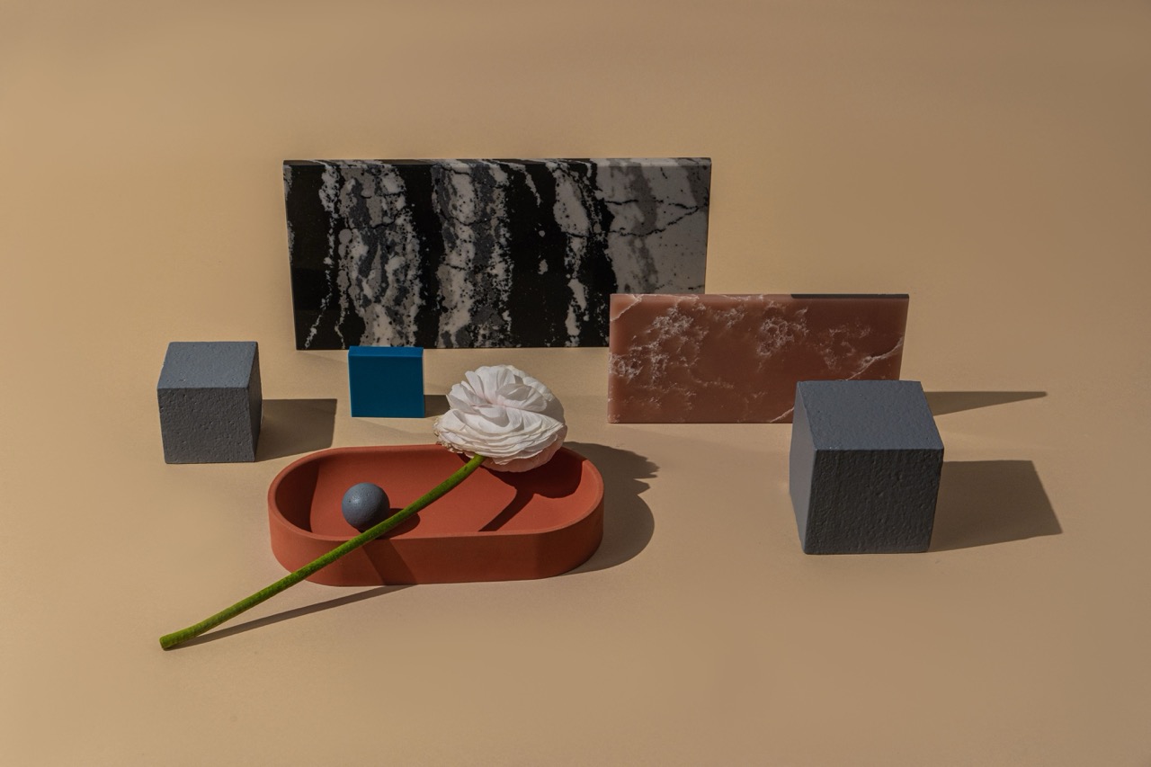 a mood board of stones